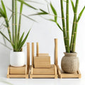 Minimalist Zen Bamboo Desk Organizer Set - 5-Piece Natural Desktop Storage
