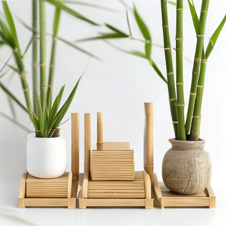 Minimalist Zen Bamboo Desk Organizer Set - 5-Piece Natural Desktop Storage