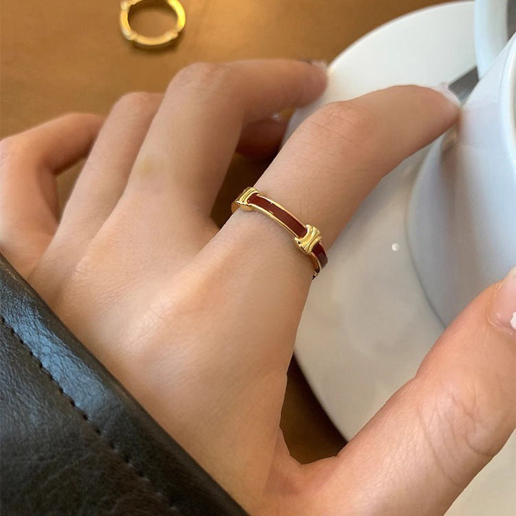 Trendy Ins Purple Enamel Butterfly Ring, Delicate Light Luxury Look, Universal Non-tarnish Jewellery
