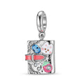 Rabbit Notebook Charm 925 Sterling Silver Enamel Pendant Bead For DIY Charm Bracelet Necklace Cute Jewelry Gift