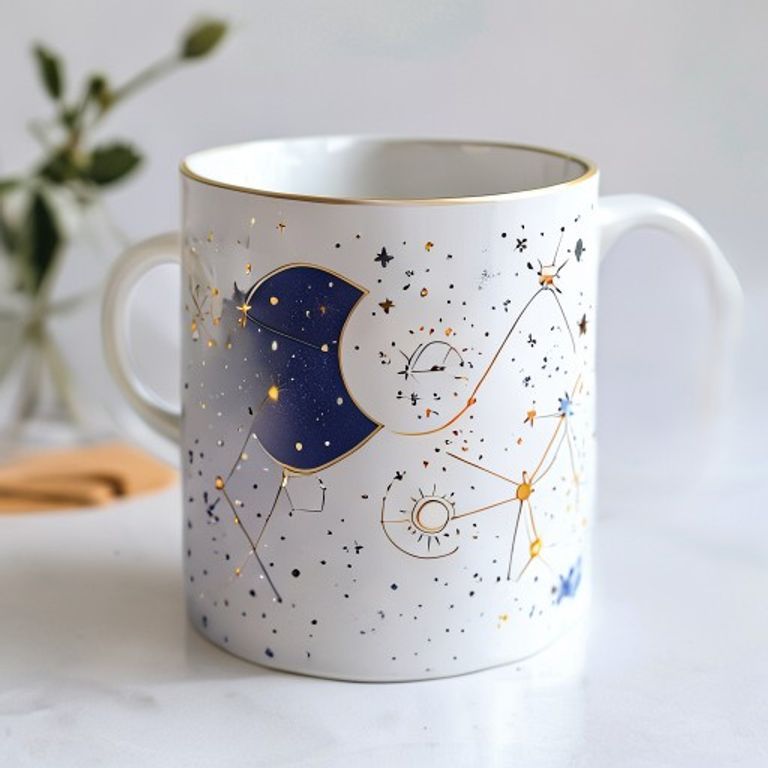 Custom Celestial Name Mug - Personalized Zodiac Design with Constellation Art