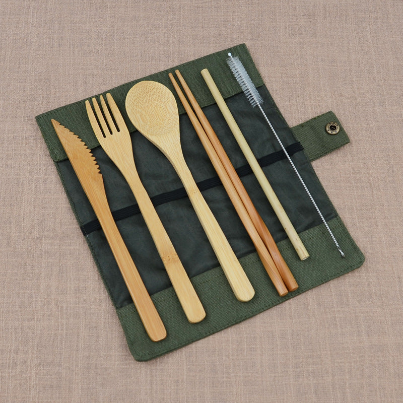 Portable Bamboo Dinnerware Set For Outdoor Travel