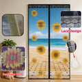 Magnetic Screen Door, Sunflower Print Mesh Curtain With Lace Edge, Hands-Free Self-Closing Insect Mosquito Net, Keep Bugs Out Pet Friendly, Fits Single Door For Home Patio Kitchen Doorway