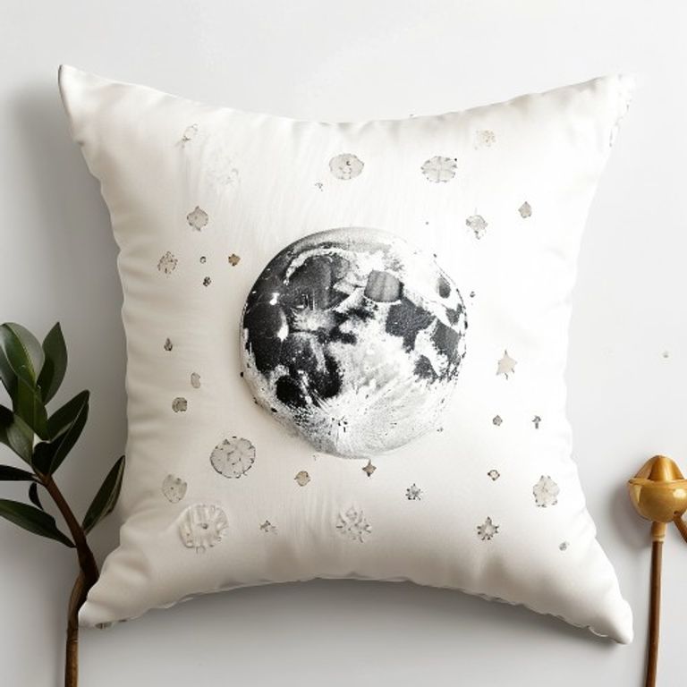 Celestial Moon Phases Printed Cushion Cover - Personalised with Your Name