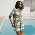 Hollow-out Striped Beach Cover-up Set