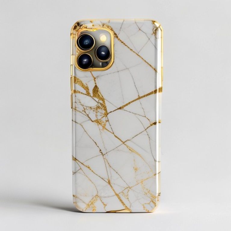 Custom Marble & Gold Geometric Phone Case
