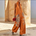 Stand-collar Sleeveless Casual Wide-leg Cotton-linen Jumpsuit