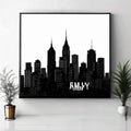 Custom Family Name Skyline Canvas Print - Personalized City Silhouette Wall Art