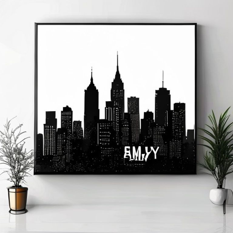 Custom Family Name Skyline Canvas Print - Personalized City Silhouette Wall Art