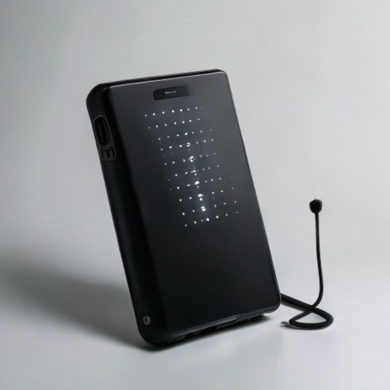 Midnight Black Solar Wireless Charging Power Bank with LED Display