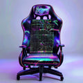 RGB LED Gaming Chair Back Cushion - Neon Cyber Grid Design