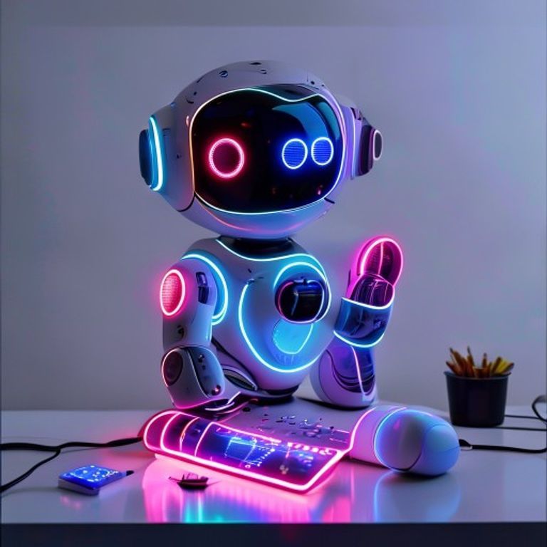 Neon Cyber Smart AI Robot Desk Pet with Interactive LED Display