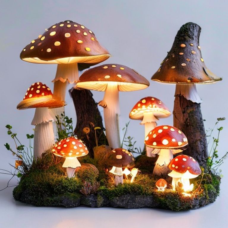 Enchanted Forest Solar LED Garden Light Set - Mushroom & Firefly Design