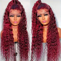 Front Lace Center-Parted Water-Wave Long Curly Wig, Voluminous And Natural Full-Hairpiece Front Lace Wig