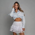 Lace Womens High-Waisted Multi-Layer Versatile Mini Skirt