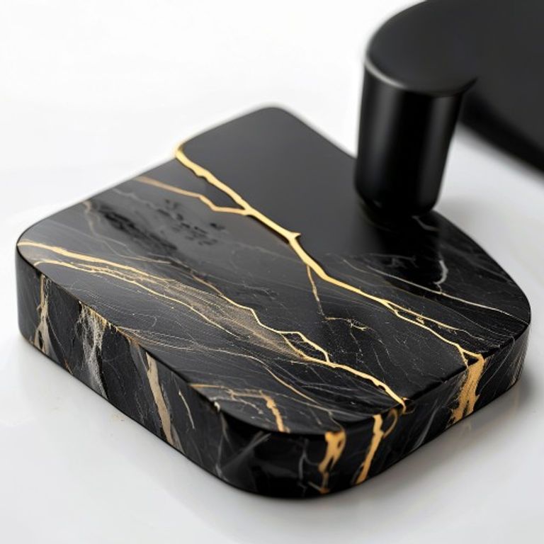 Marble Luxe Fast Charge Wireless Pad 15W - Premium Black & Gold