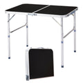 3ft  90-60cm Aluminum Folding Table Portable Outdoor Camping Picnic Desk Black