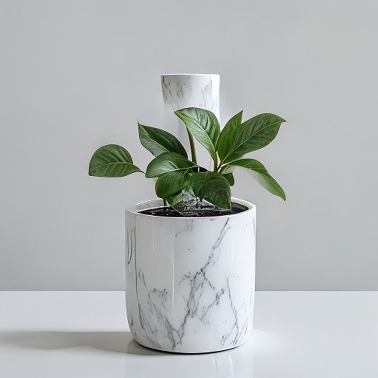 Smart Marble Plant Waterer - App-Controlled Automatic Watering System